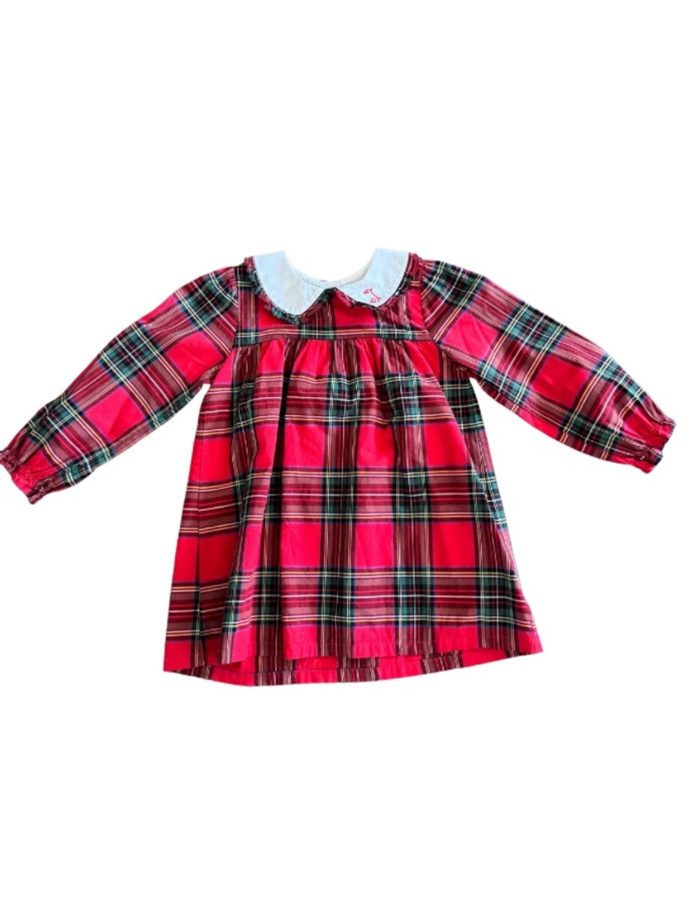 🎄 Cecil & Lou Red Tartan Plaid Dress Monogram J Size 6 🎄